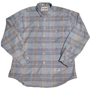 VTG LEVIS Men Large Blue Plaid Long Sleeve Cotton Button-Up Western Shirt